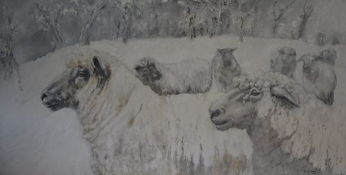 Snow Sheep20x40oil on linen